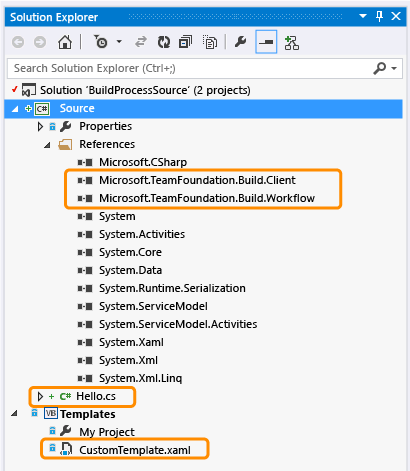 Example of a custom build process solution