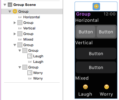 Os grupos podem ser aninhados para criar layouts complexos