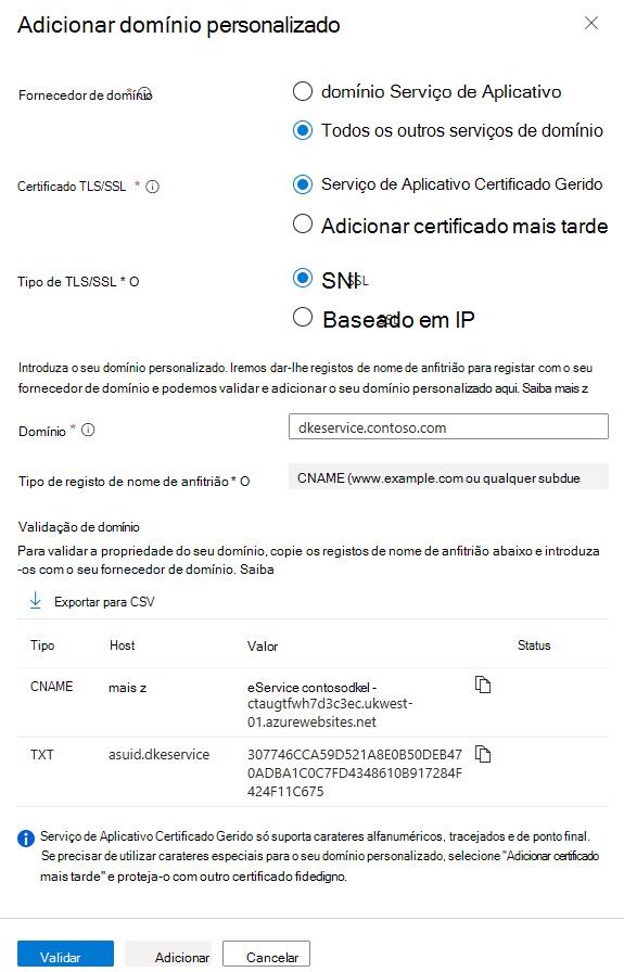 Adicionar domínio personalizado.