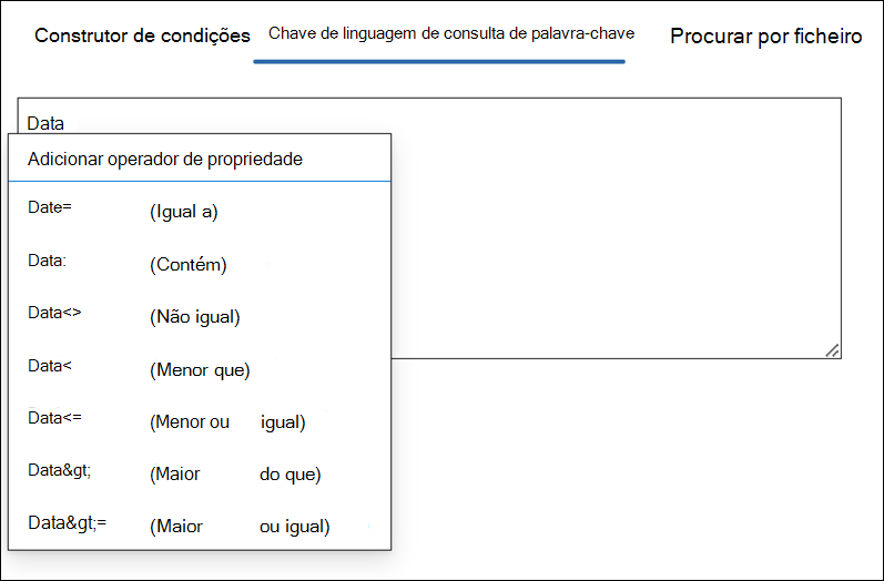 Editor de KeyQL sugere operadores