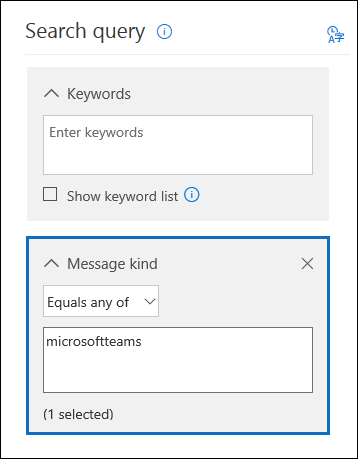 Utilize a condição de Tipo de mensagem com o valor microsoftteams.