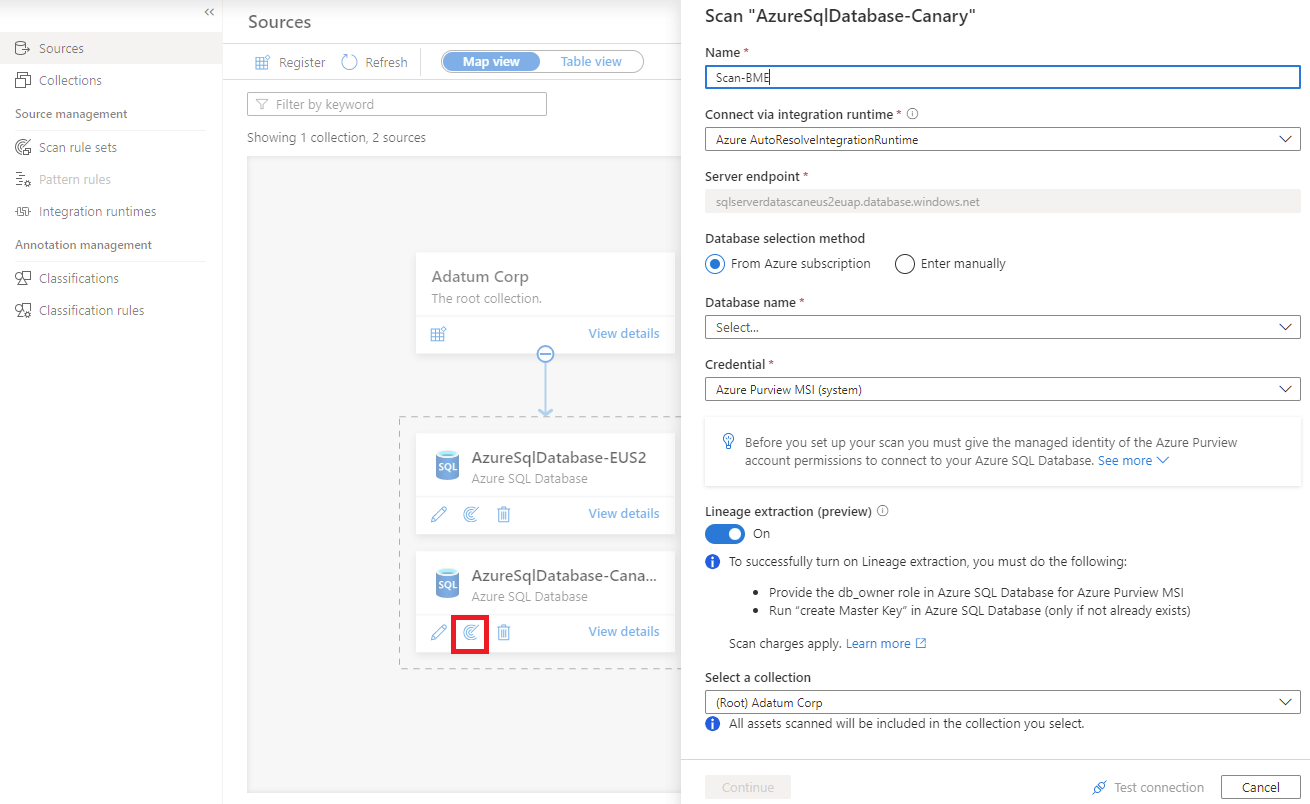 Captura de tela que mostra o painel para criar uma nova verificação.