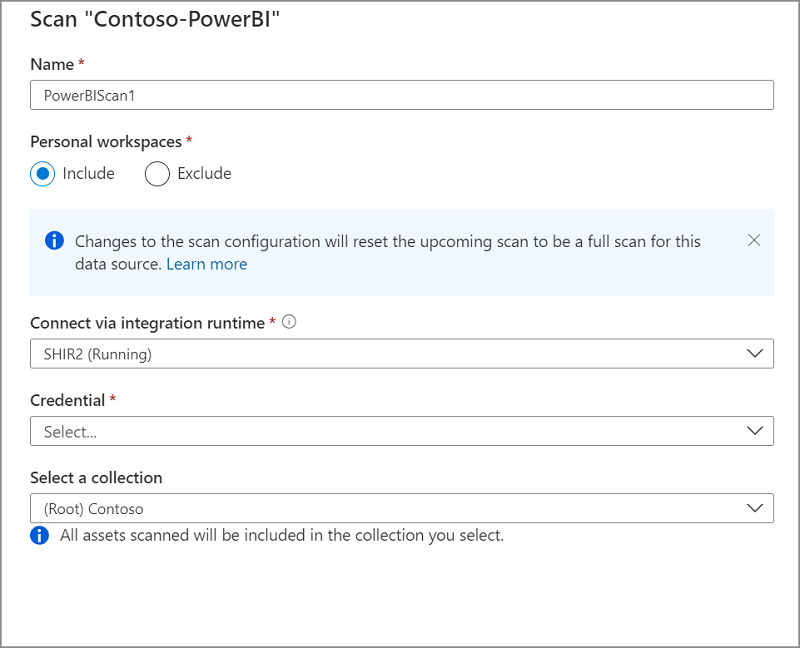 Imagem mostrando a configuração de verificação do Power BI usando o SHIR para o mesmo locatário.