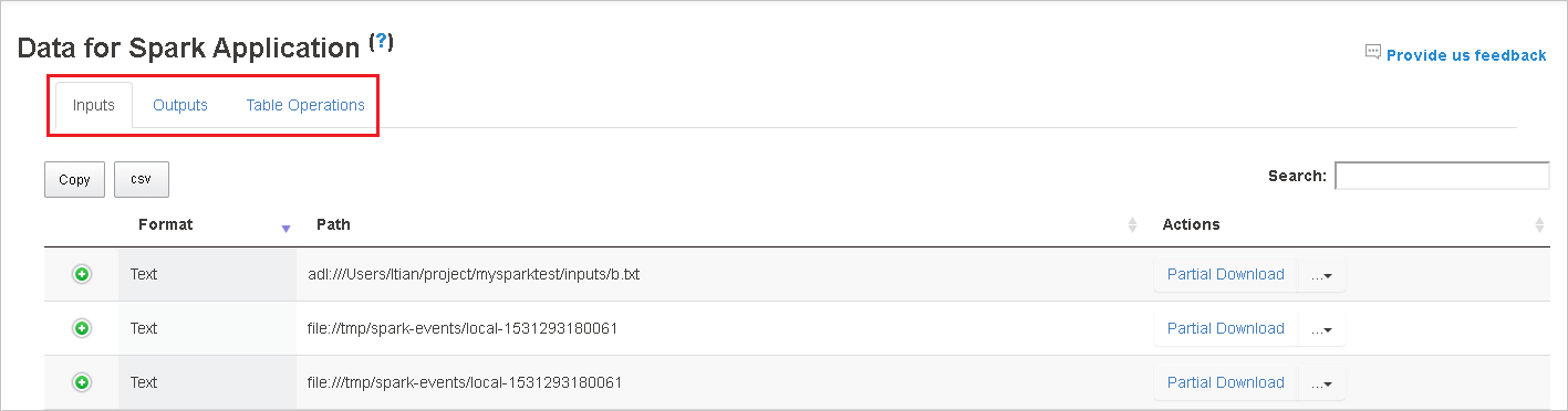 Guias de dados do Servidor de Histórico do Spark