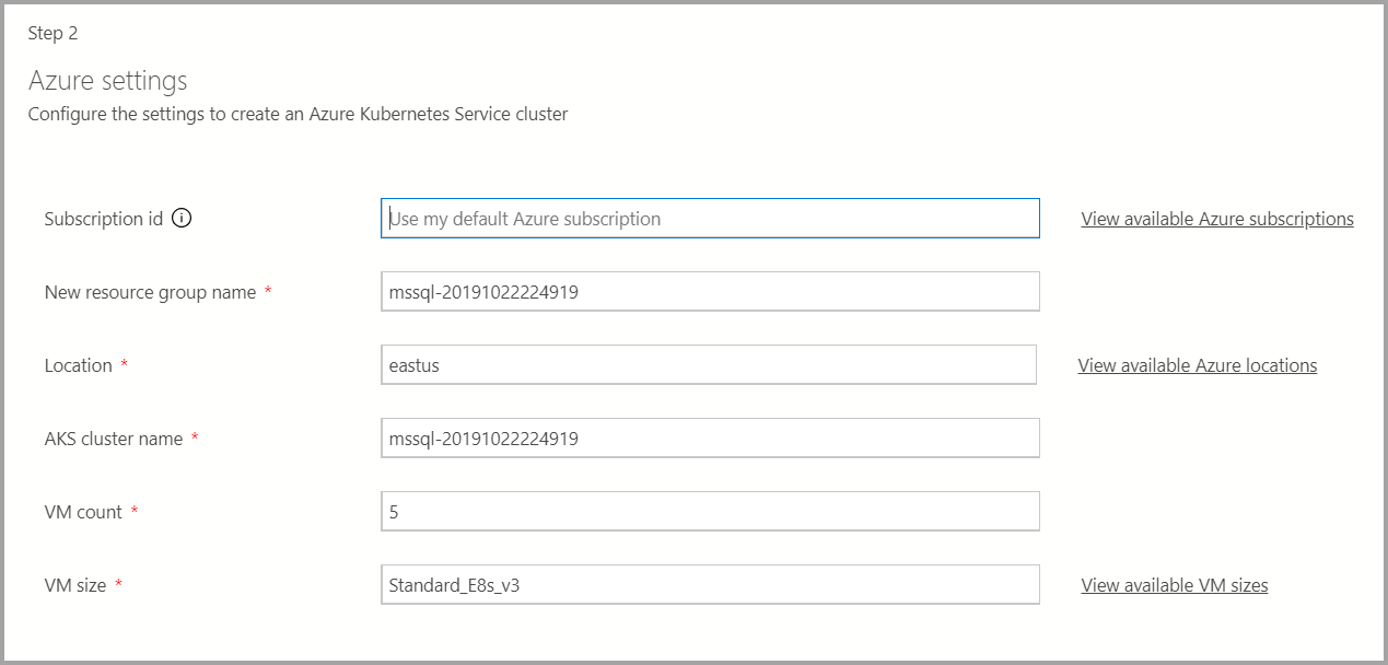 Configurações do Azure