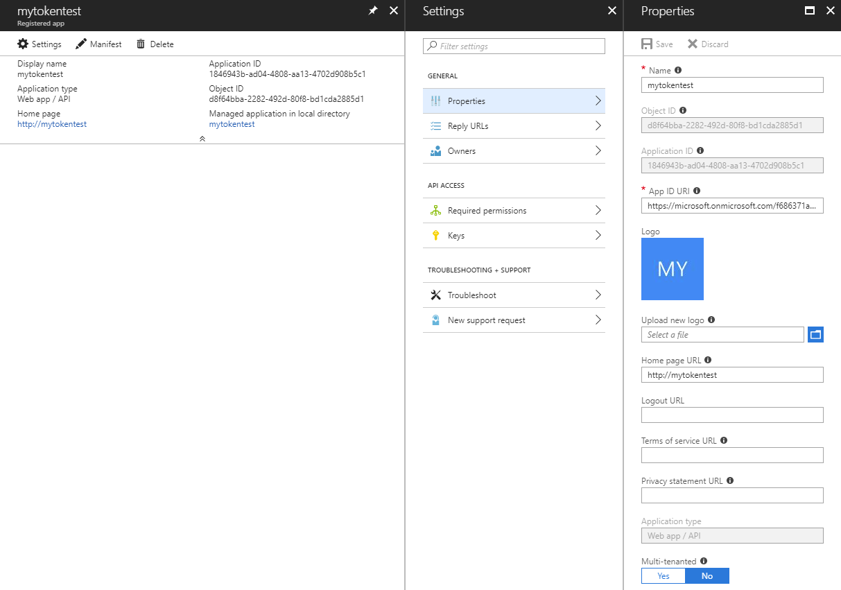 Ponto de extremidade de registro de aplicativo do portal do Azure – URL de STS