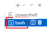 Captura de tela da janela do terminal do Visual Studio Code com o terminal do bash selecionado.