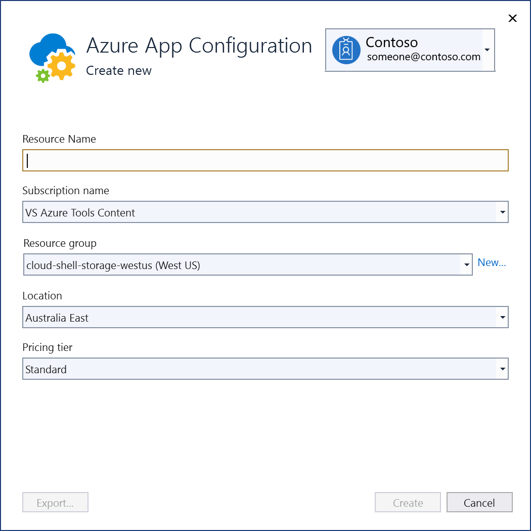 Captura de tela mostrando o repositório de configuração de aplicativos do Azure.