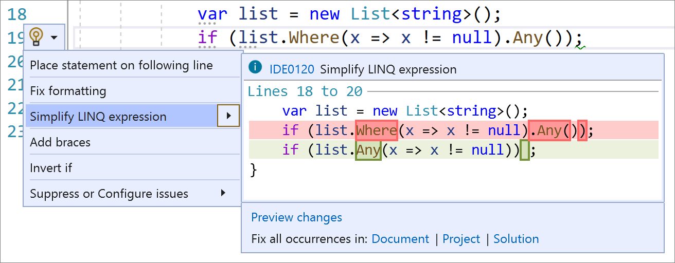 Simplificar a expressão LINQ