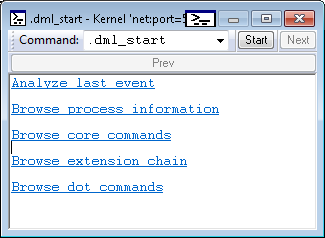 Captura de tela da saída padrão .dml-start.