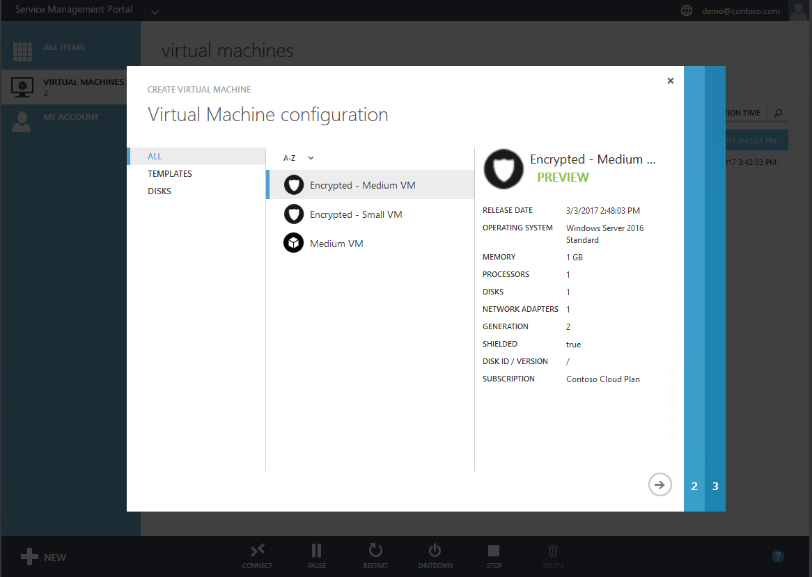 Nova VM blindada no Windows Azure Pack