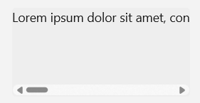 Um bloco de texto que se estende horizontalmente além do visor ou área visível do controle, com uma barra de rolagem horizontal mostrada.