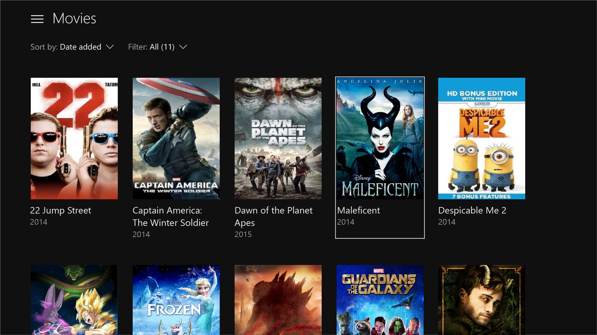 Aplicativo Filmes do Xbox One