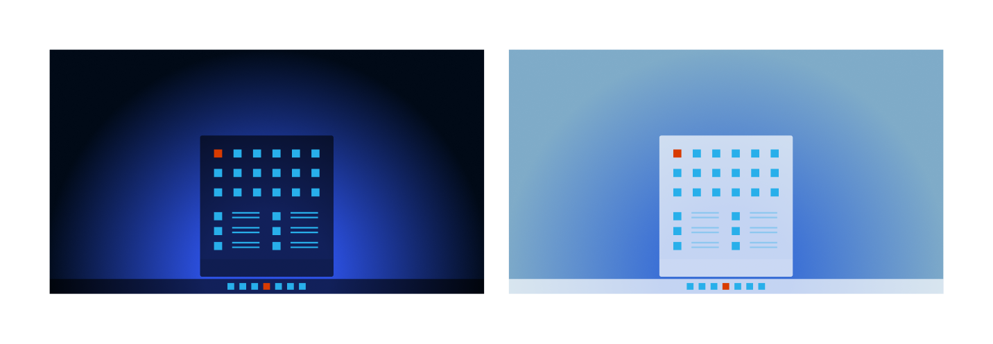 Um diagrama que mostra vários locais de ícones no Windows 11.