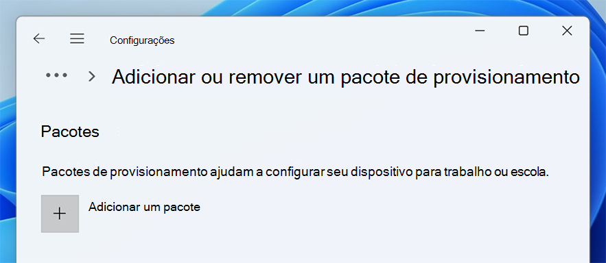 Adicionar ou remover um pacote de aprovisionamento.