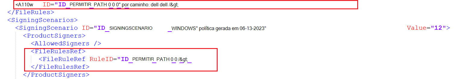 Permitir todos os ficheiros dll na política xml.