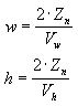 Equações dos significados das variáveis W e H