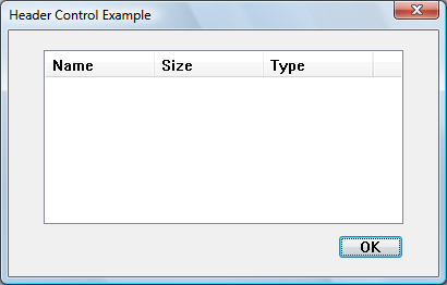 screen shot of a dialog box with a three-column header control