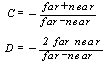 Equações mostrando a função glFrustum que descreve uma matriz de perspectiva.