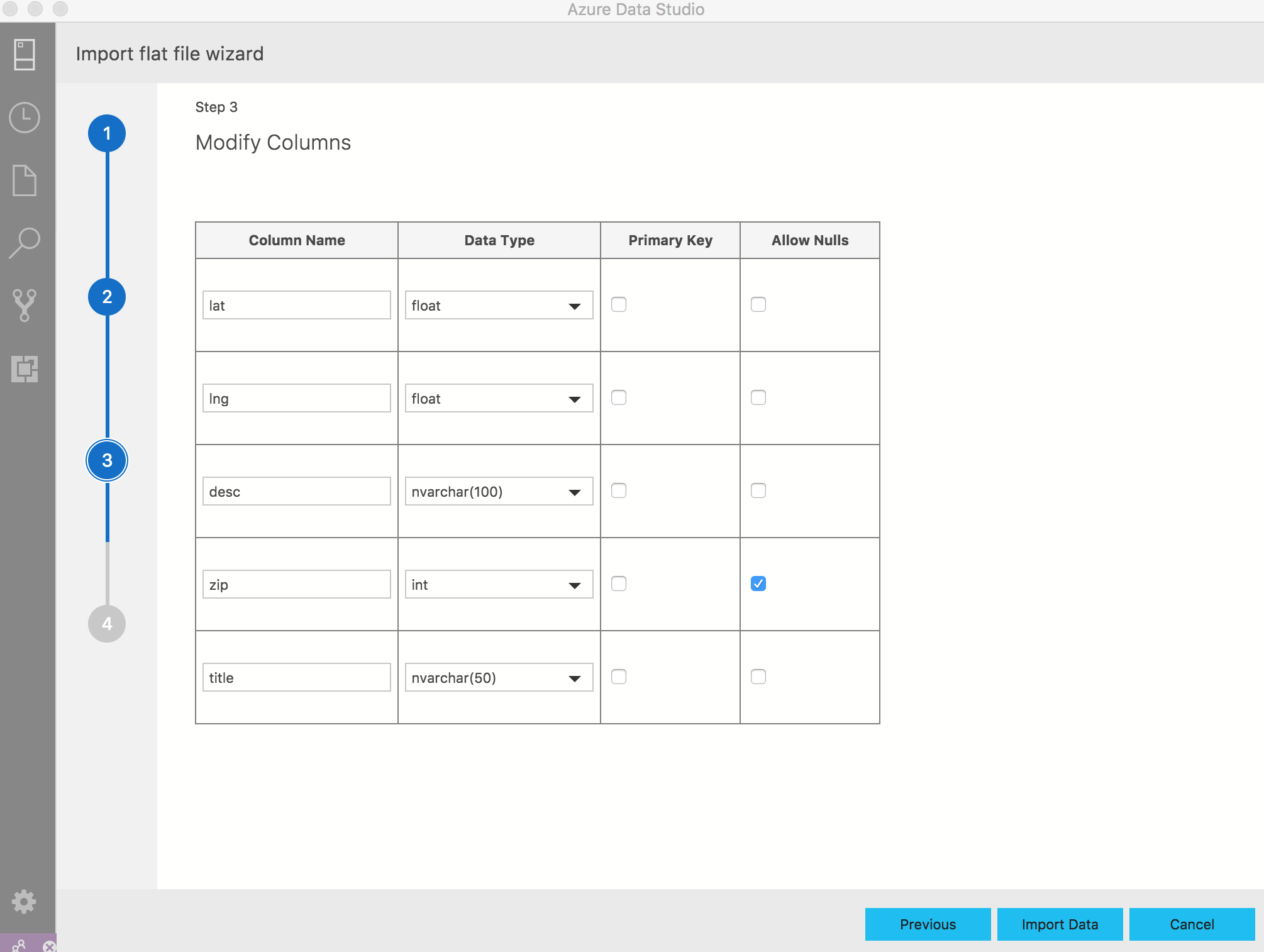 Modify columns