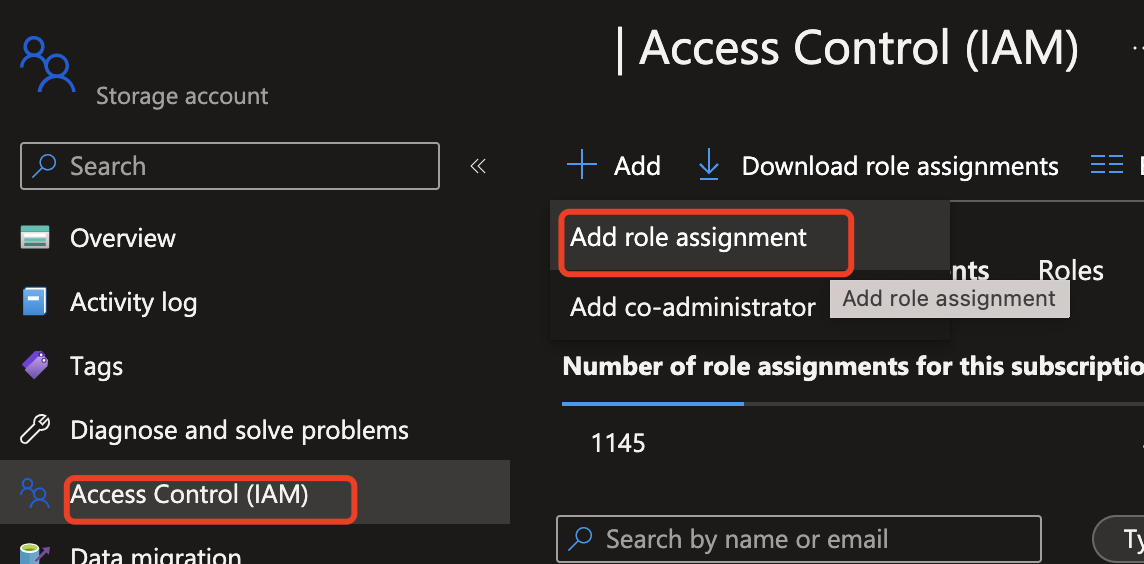 Captura de ecrã a mostrar a adição de atribuição de função no portal do Azure.