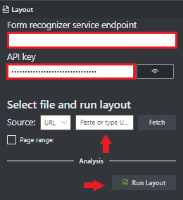 Captura de tela da janela suspensa `Layout`.