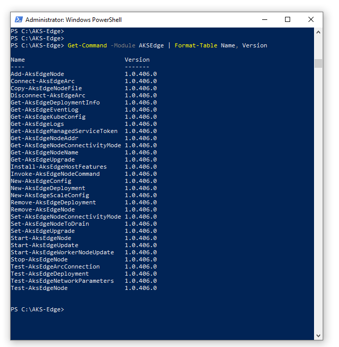 Captura de tela dos módulos do PowerShell instalados.