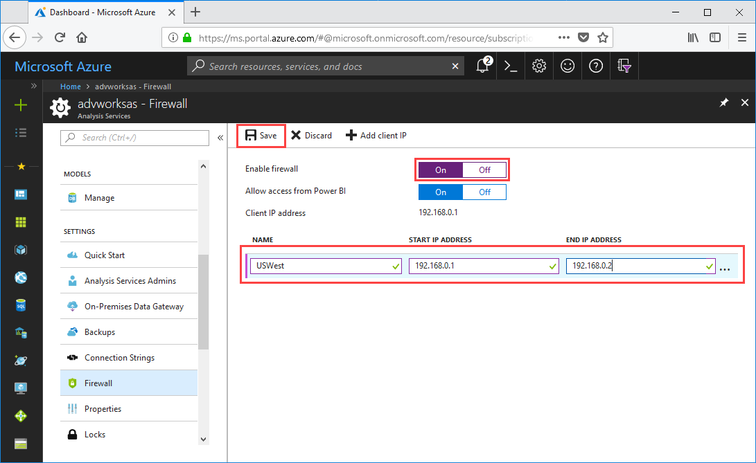 Definições de firewall