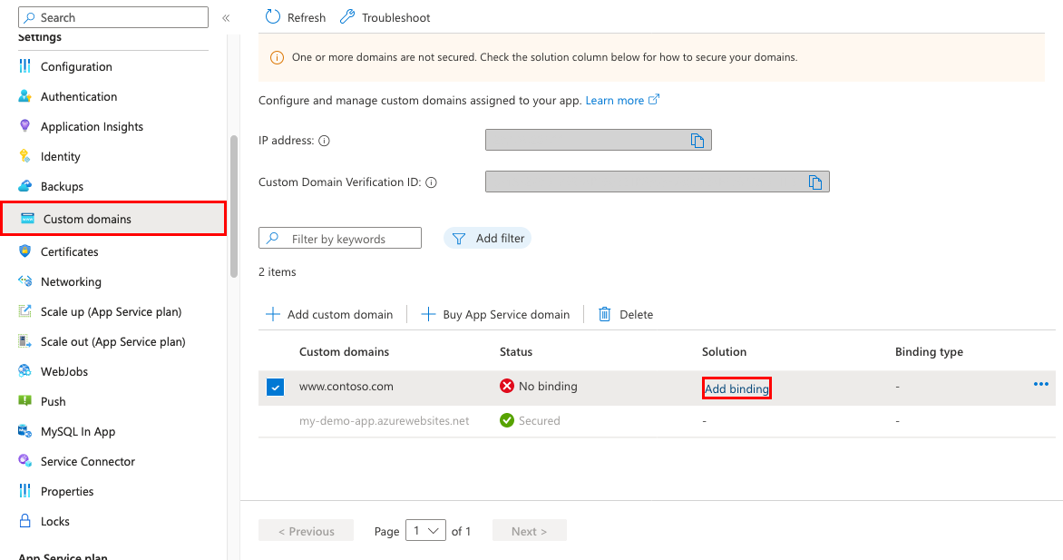 Uma captura de ecrã a mostrar como iniciar a caixa de diálogo Adicionar Enlace TLS/SSL.