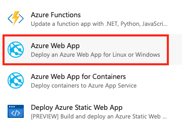 Captura de ecrã da tarefa da aplicação Web do Azure.