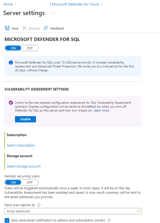 Screenshot showing setup vulnerability assessment.