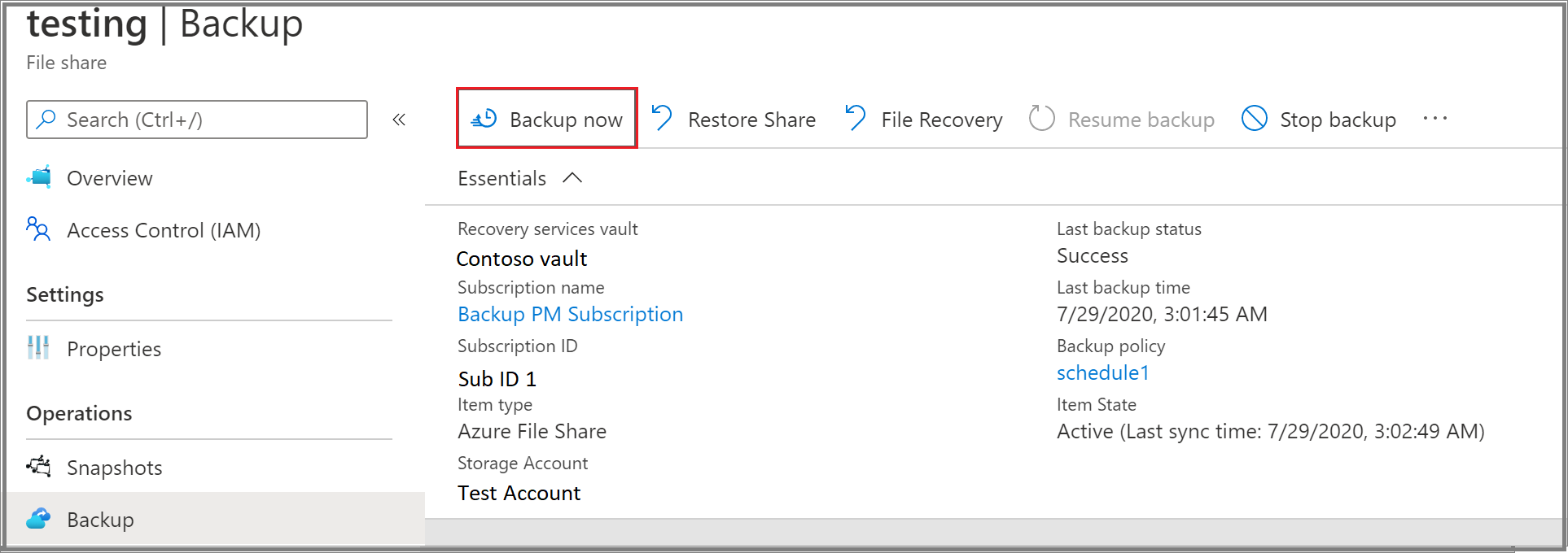 A captura de tela mostra como selecionar Backup Agora.