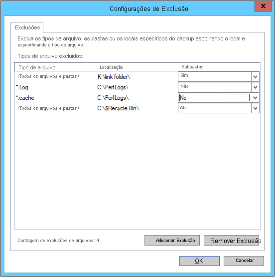 Screenshot shows how to select subfolder types.