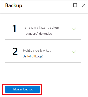 Captura de tela mostrando como ativar o backup.