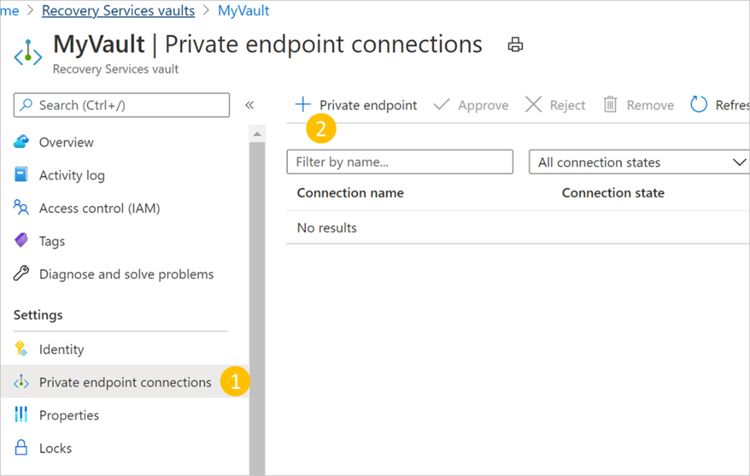 Criar novo ponto de extremidade privado