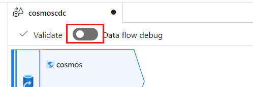 Captura de tela da opção de alternância para habilitar a depuração do fluxo de dados.