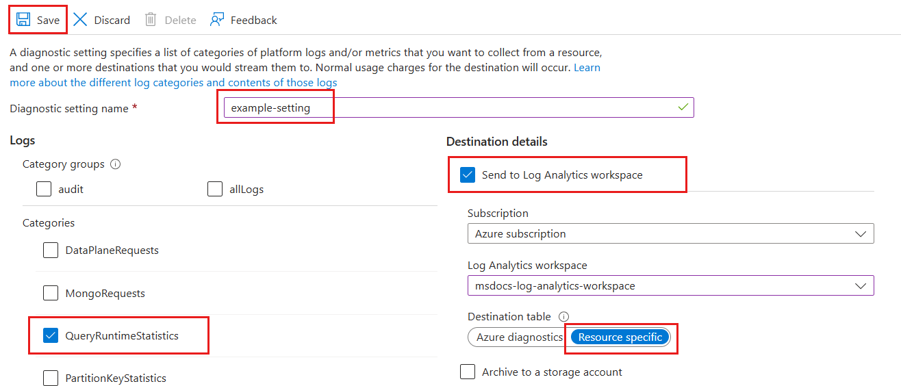 Captura de tela das várias opções para definir uma configuração de diagnóstico.