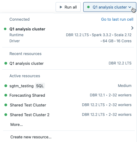 Exibir a versão do Databricks Runtime ML