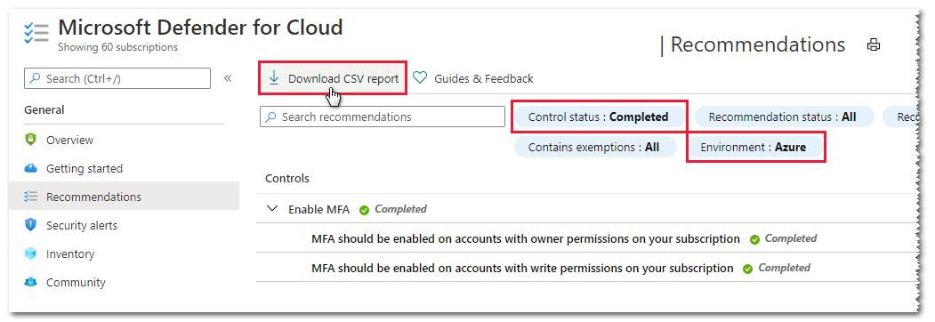 Exportação de recomendações filtradas para um arquivo CSV.