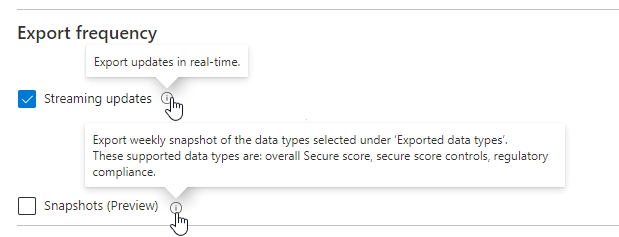 Escolher a frequência da sua exportação contínua.