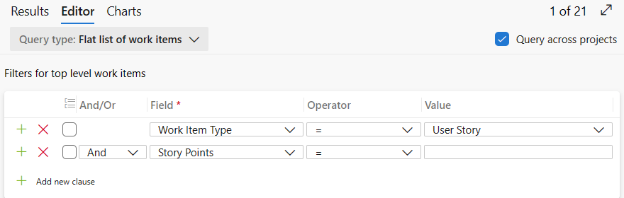 Captura de ecrã a mostrar Filtrar com base em entradas em branco.