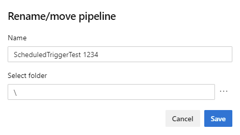 Captura de tela de renomear ou mover página de pipeline.