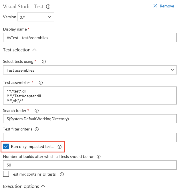 Habilitar TIA na interface do usuário da tarefa VS Test