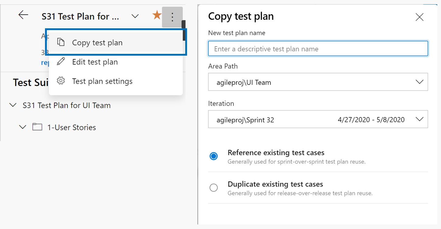 copiar página do plano de teste