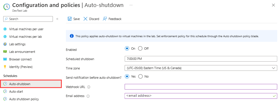 Captura de tela mostrando a configuração de detalhes de desligamento automático para uma máquina virtual.