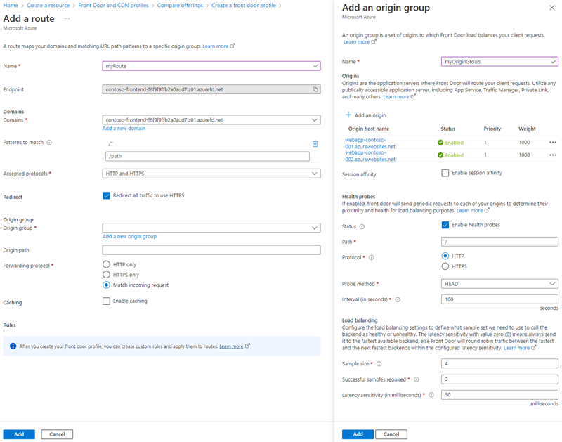 Captura de tela de adicionar uma página de configuração de rota.