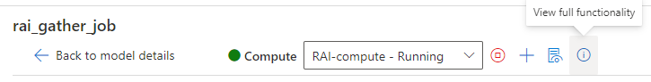 Captura de ecrã do ícone 'Informação' no painel de IA responsável.