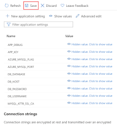 Uma captura de tela mostrando todas as configurações necessárias do aplicativo na página de configuração.