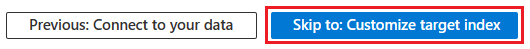 Captura de ecrã que mostra como Saltar para o separador Personalizar índice de destino no assistente Importar dados.