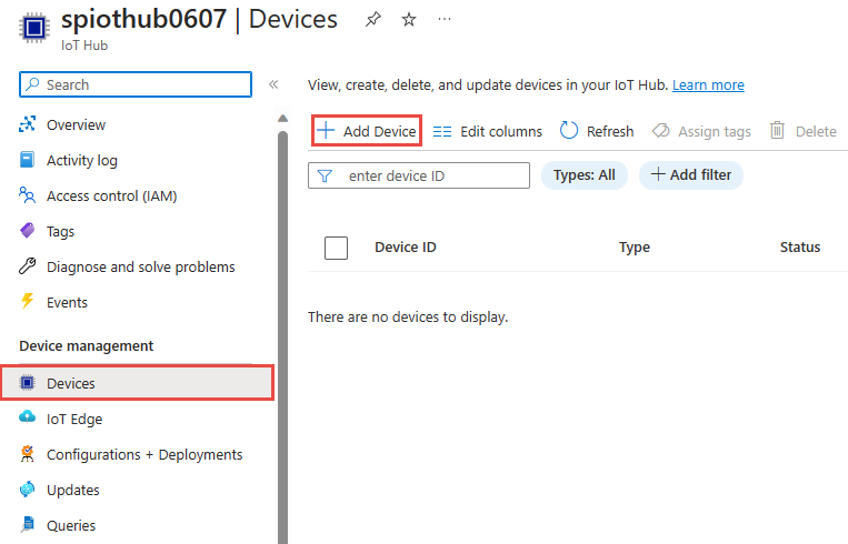 Captura de ecrã a mostrar a página Dispositivos com a opção Adicionar dispositivo selecionada.